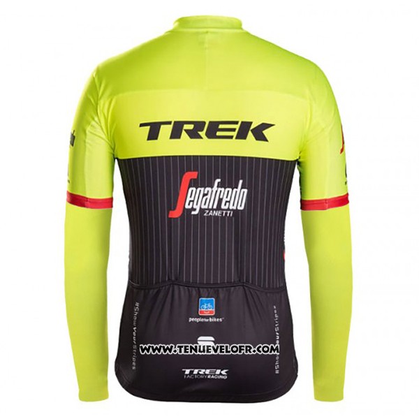 2017 Maillot Ciclismo Trek Segafredo Noir et Jaune Manches Longues et Cuissard